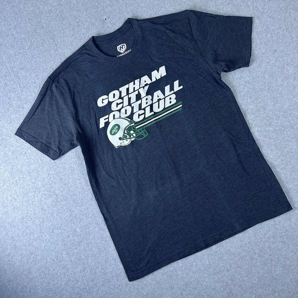 Hands High Gotham City Football Club New York Jets Men's M Navy Crew T-Shirt